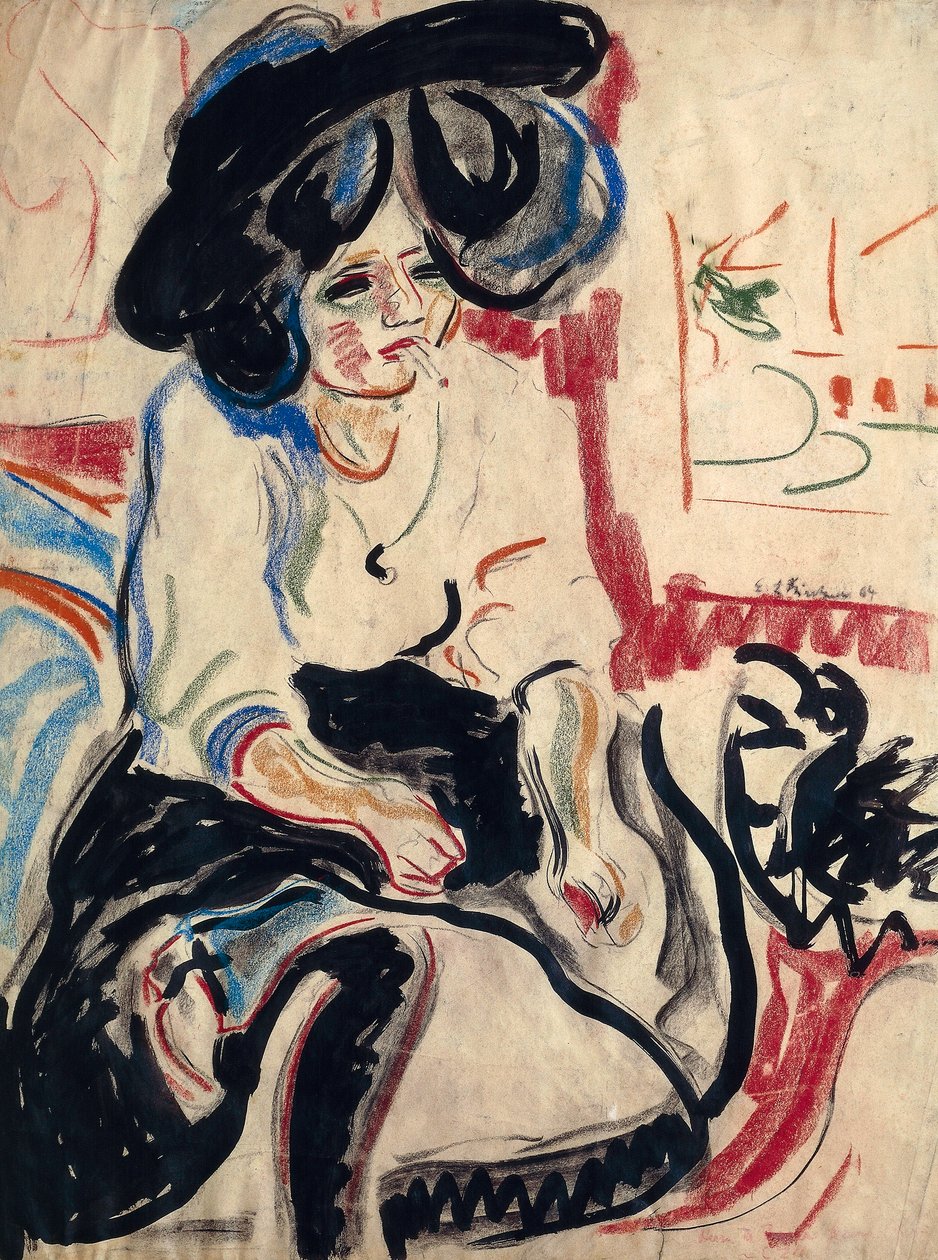 Nuori nainen savukkeen kanssa tekijältä Ernst Ludwig Kirchner