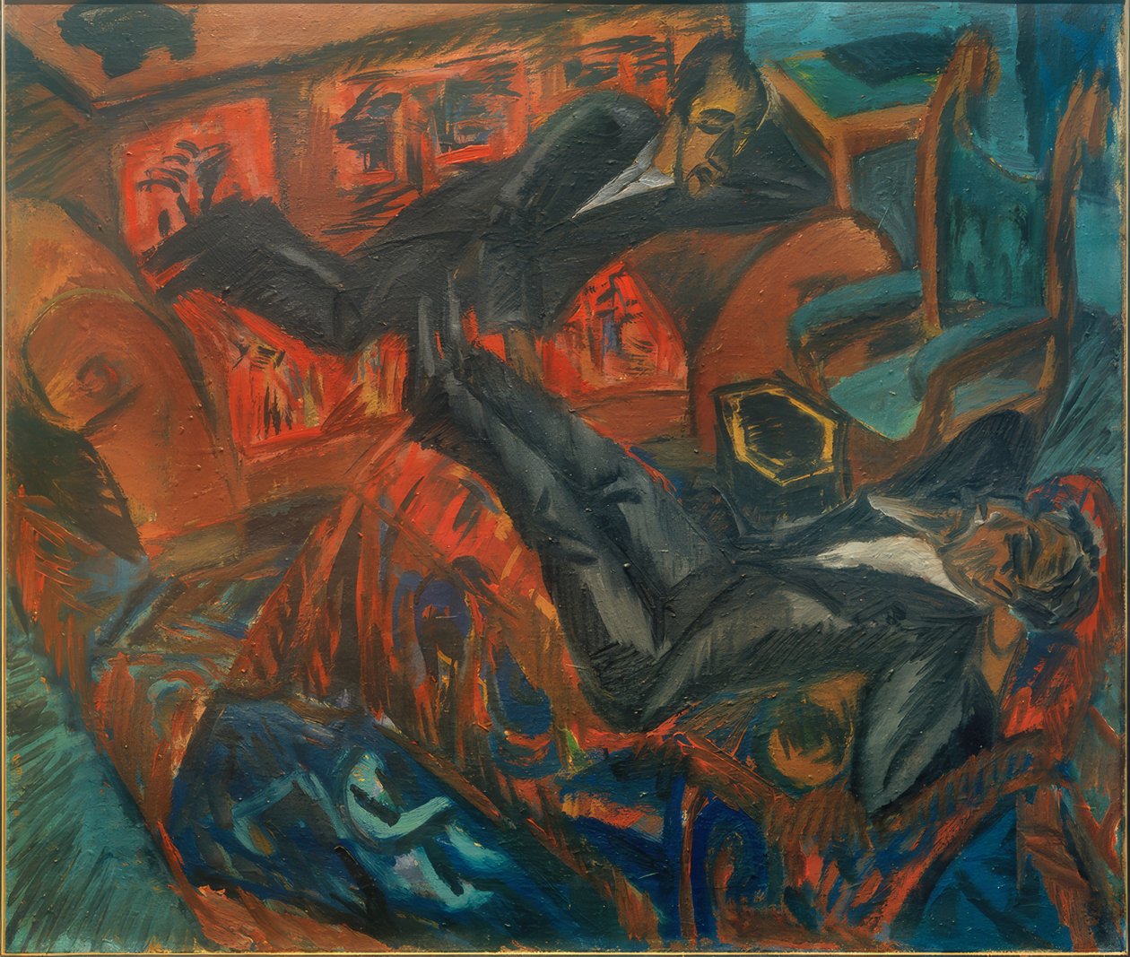 Kaksi ystävää keskustelussa tekijältä Ernst Ludwig Kirchner