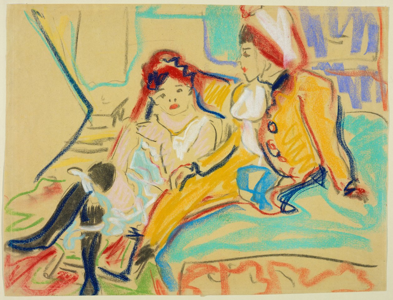 Kaksi tyttöä divaanilla tekijältä Ernst Ludwig Kirchner