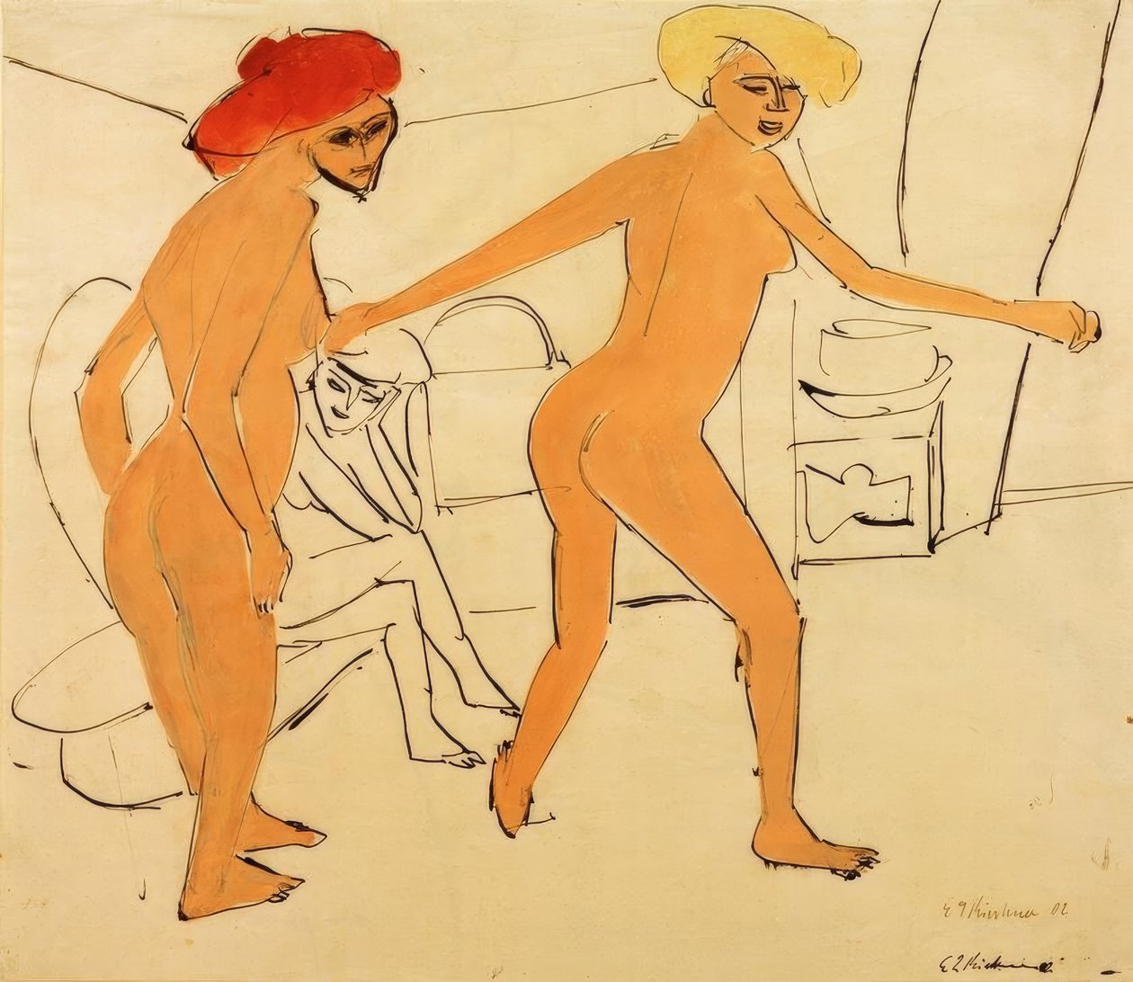 Kaksi alaston tanssijaa tekijältä Ernst Ludwig Kirchner