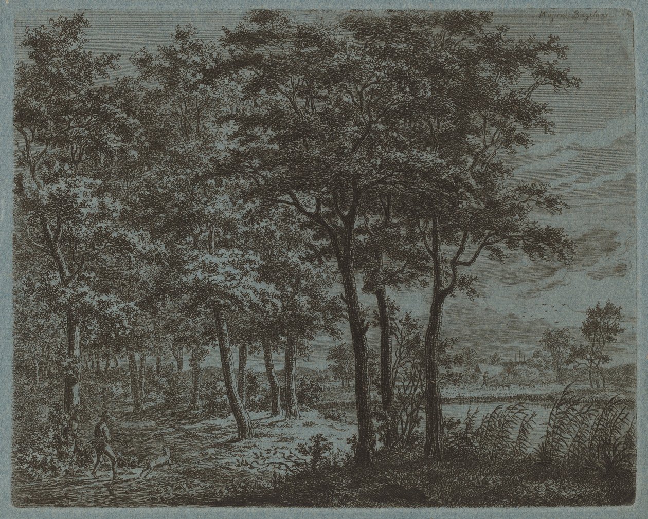 Maisema polttopuut kantavan talonpojan kanssa, c. 1800. tekijältä Ernst Willem Jan Bagelaar