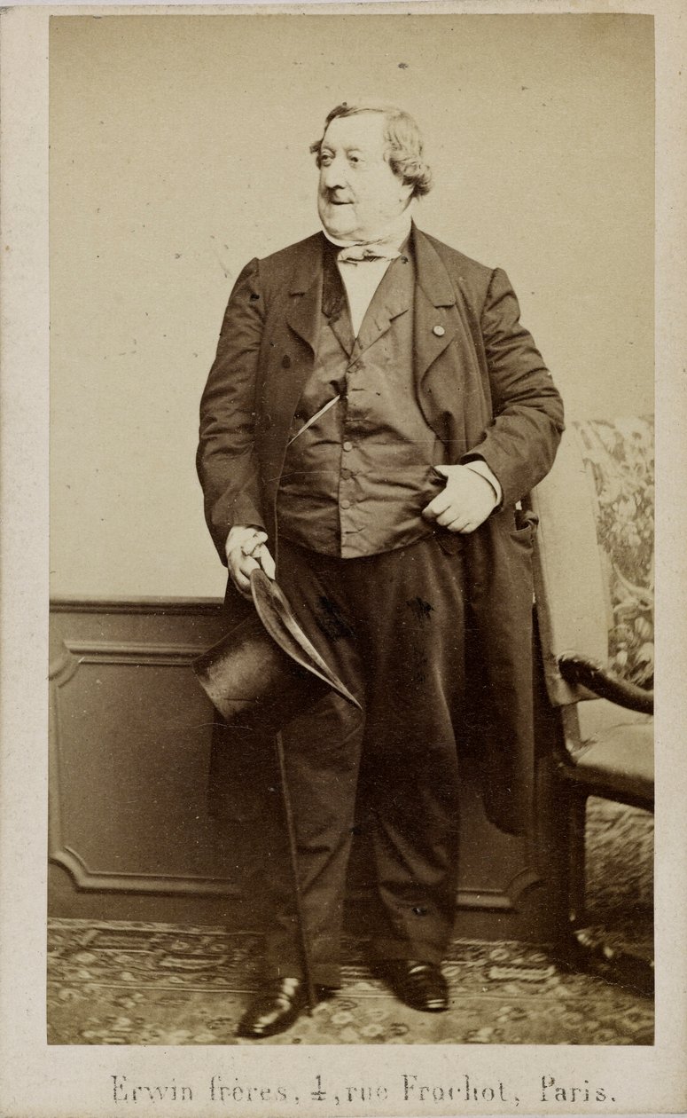 Muotokuva säveltäjä Gioachino Antonio Rossinista 1792-1868, 1860-luvun alku. tekijältä Erwin Hanfstaengl