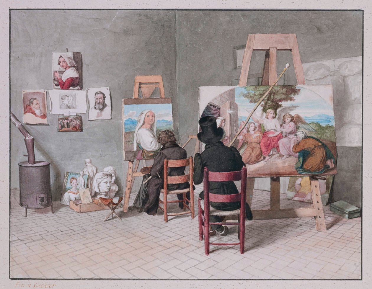 Bernhard Neher ja Erwin Speckter studiossaan Roomassa, kuvaaja Erwin Speckter. tekijältä Erwin Speckter