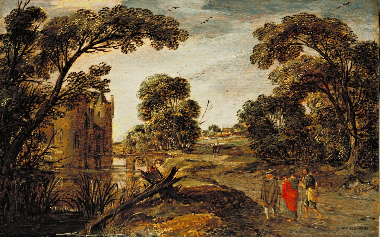 Kesämaisema (Tie Emmaukseen) 1612-13 tekijältä Esaias van de Velde