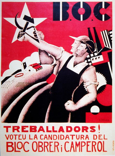 Bloc Obrerin i Camperolin (BLOC) vaalijuliste n. 1935 tekijältä Estenka Estenka