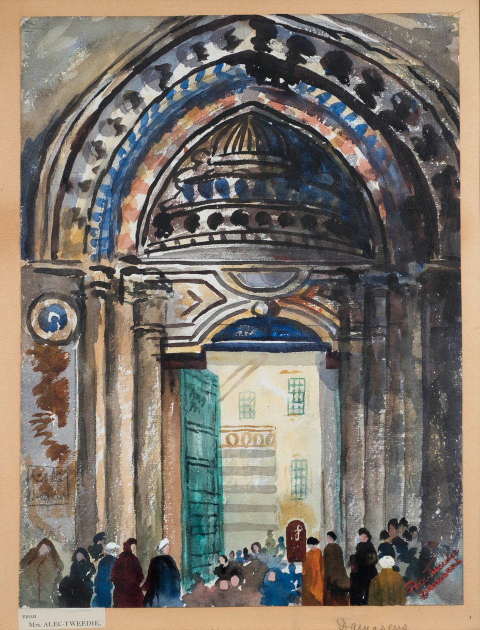 Damascus Khan, n. 1919-21 (akvarelli paperille) tekijältä Ethel Brilliana Tweedie