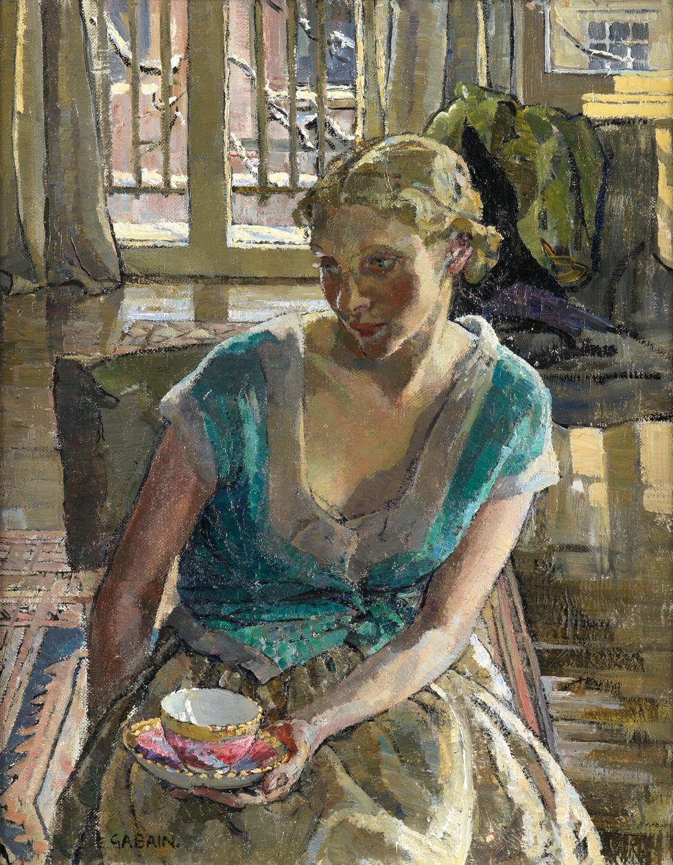 Tea in Winter (öljy kankaalle) tekijältä Ethel Gabain