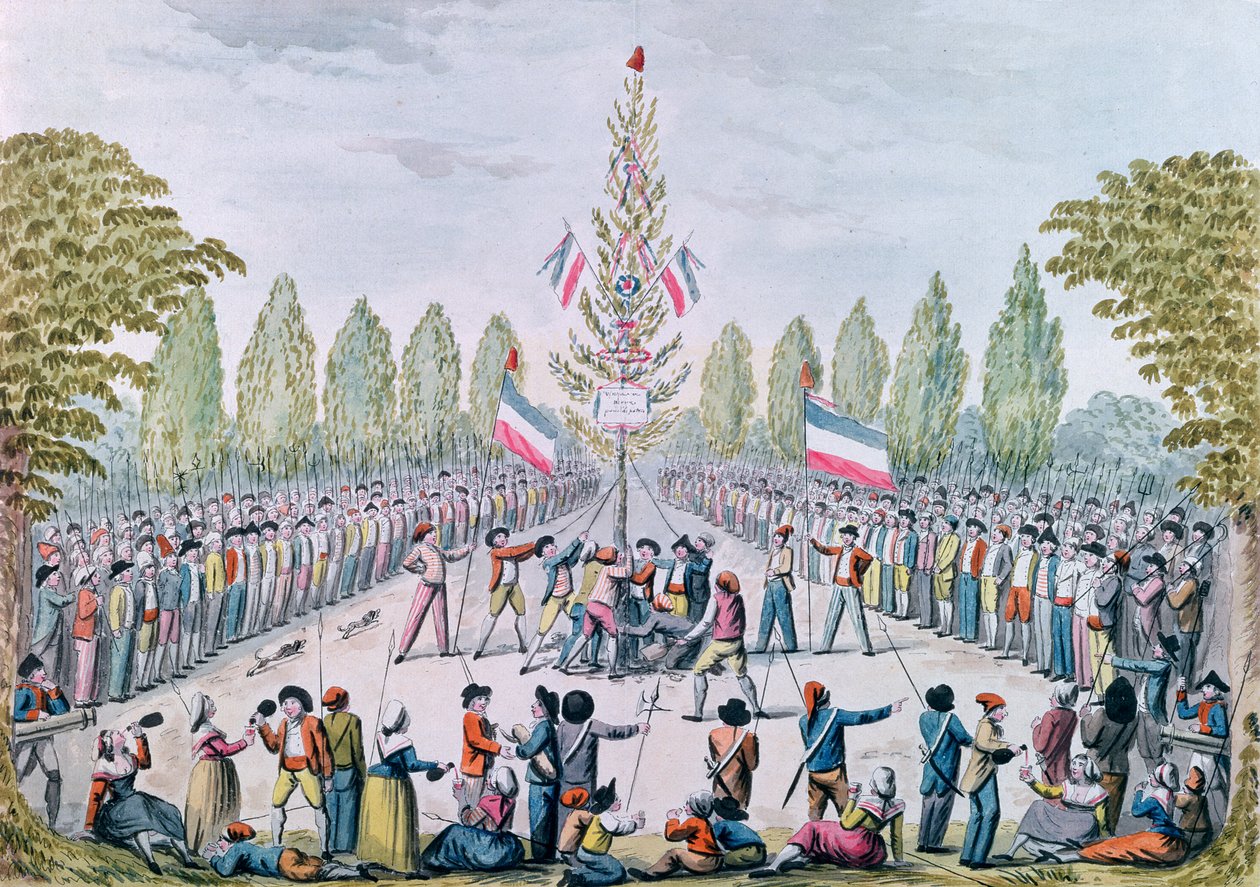 Vapaudenpuun istutus vallankumouksen aikana, n. 1792 tekijältä Etienne Bericourt