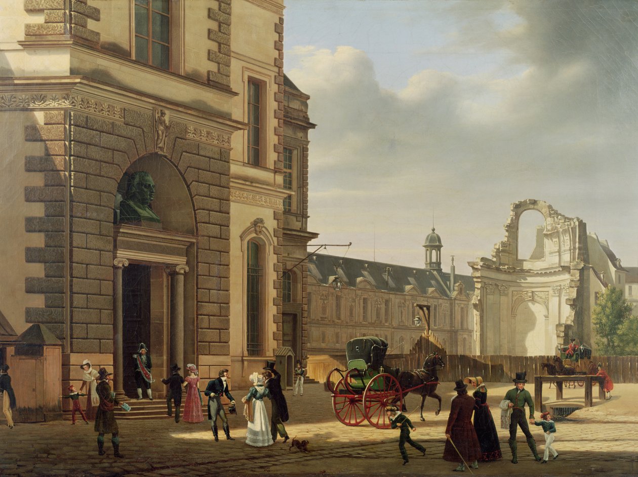 Musee de Louvren ja St. Louisin kirkon sisäänkäynti, 1822 tekijältä Etienne Bouhot
