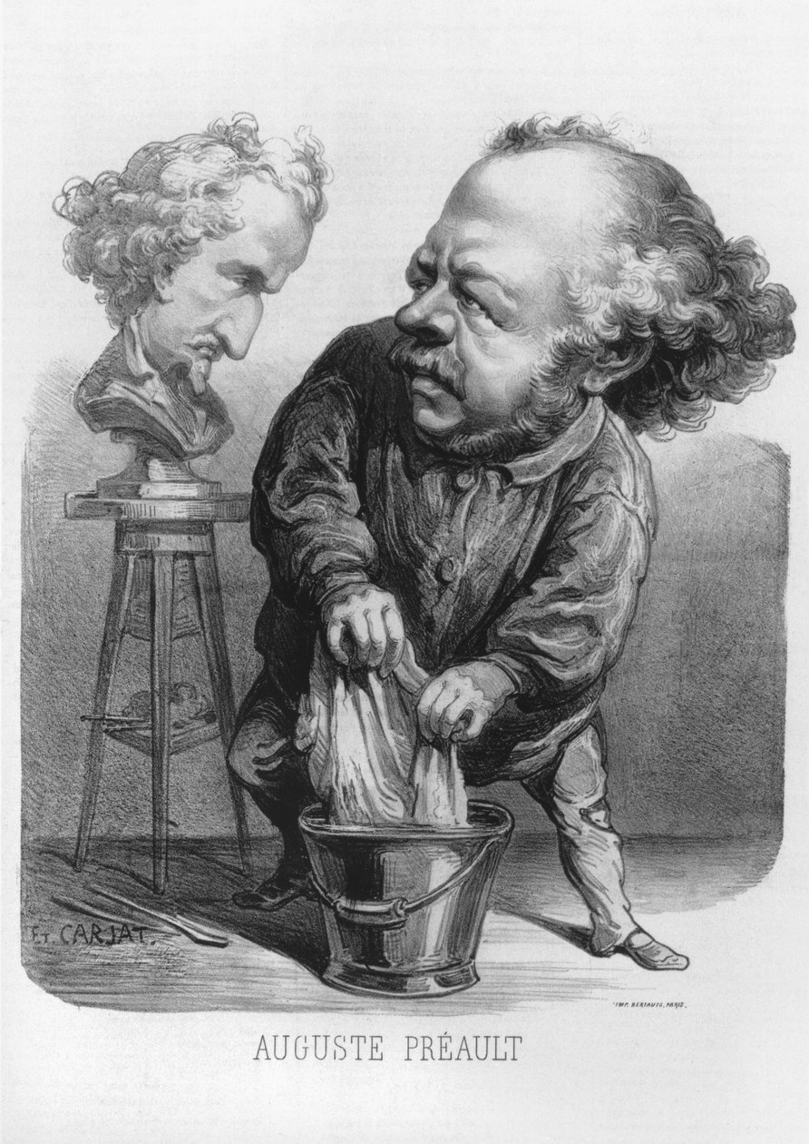 Auguste Preault (1809-79), karikatyyri Le Boulevardista, 1862 tekijältä Etienne Carjat