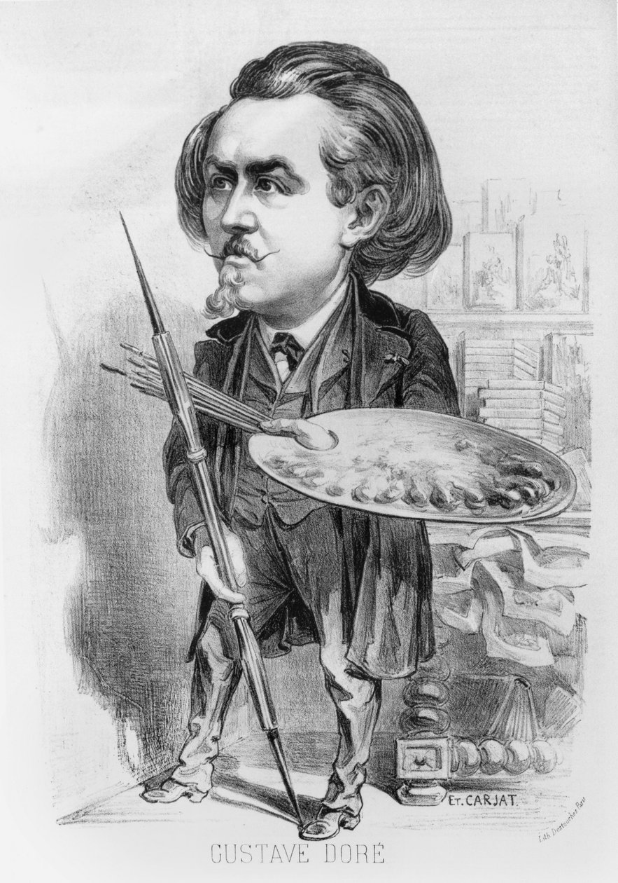 Gustave Dore (1832-83), karikatyyri Le Boulevardista, 1863 tekijältä Etienne Carjat