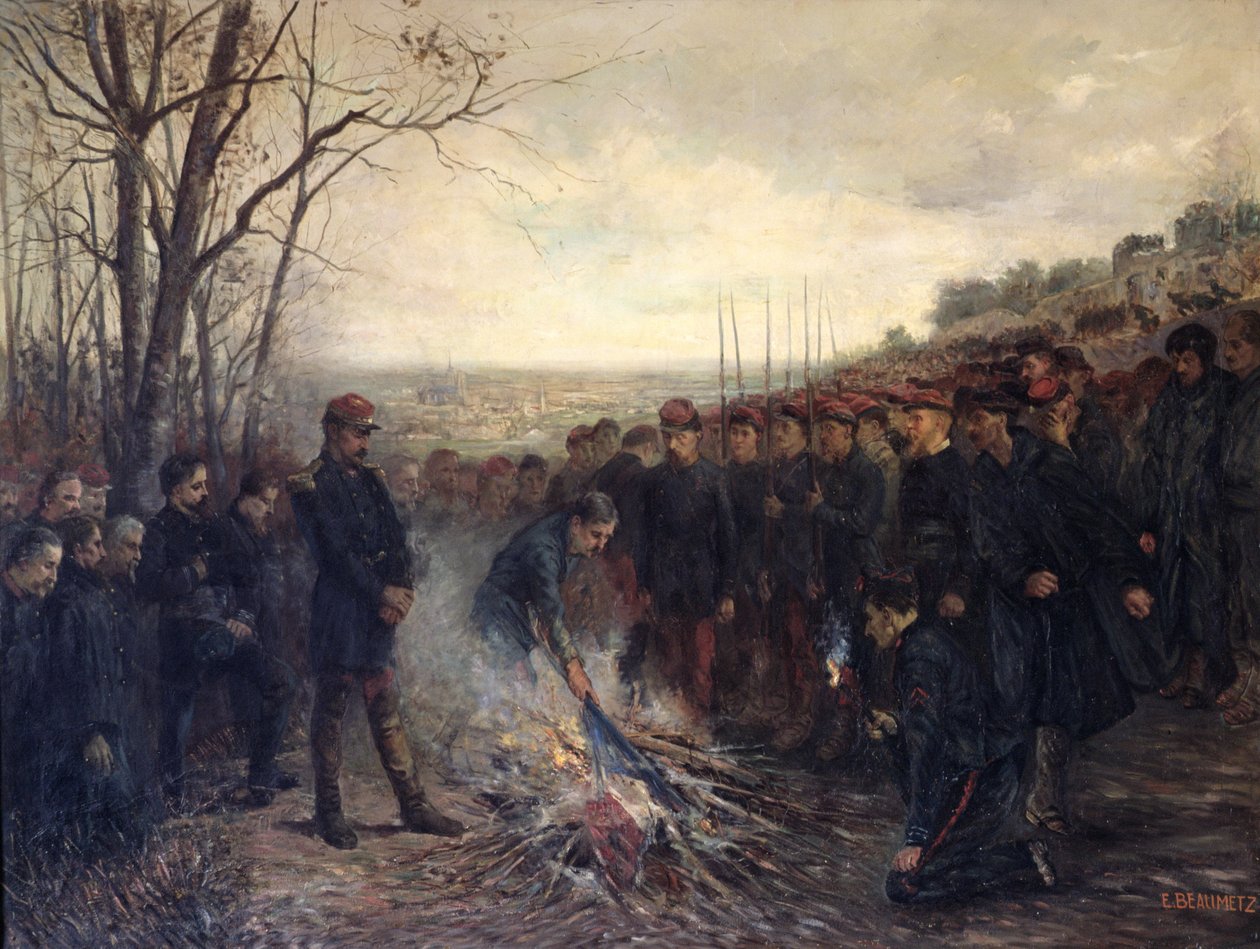Kenraali Lapasset (1817-75) polttaa lippujaan, 26. lokakuuta 1870, 1882 tekijältä Etienne Dujardin Beaumetz