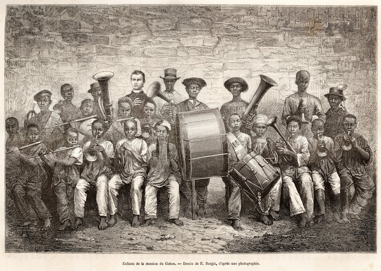 Lasten orkesteri Gabonissa, 1876 tekijältä Etienne Antoine Eugene Ronjat