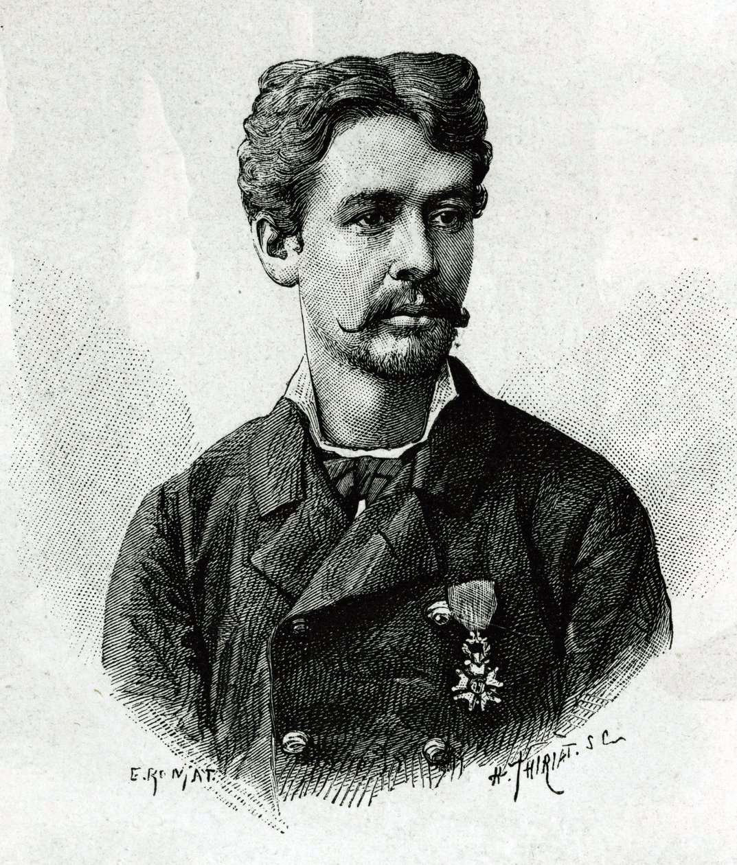 Tohtori Tautainin muotokuva Afrikan retkikunnan aikana 1879-1882, Gallienin johdolla. E. Ronjatin kaiverrus valokuvasta havainnollistamaan komentaja Joseph Gallienin tarinaa "Exploration du Haut Niger (Haut Niger)" (nykyinen Mali) tekijältä Etienne Antoine Eugene Ronjat