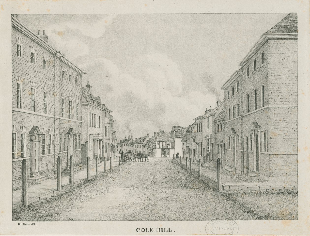 Tamworth - Cole-hill: litografia, nd [1796-1865] tekijältä Etienne Bruno Hamel