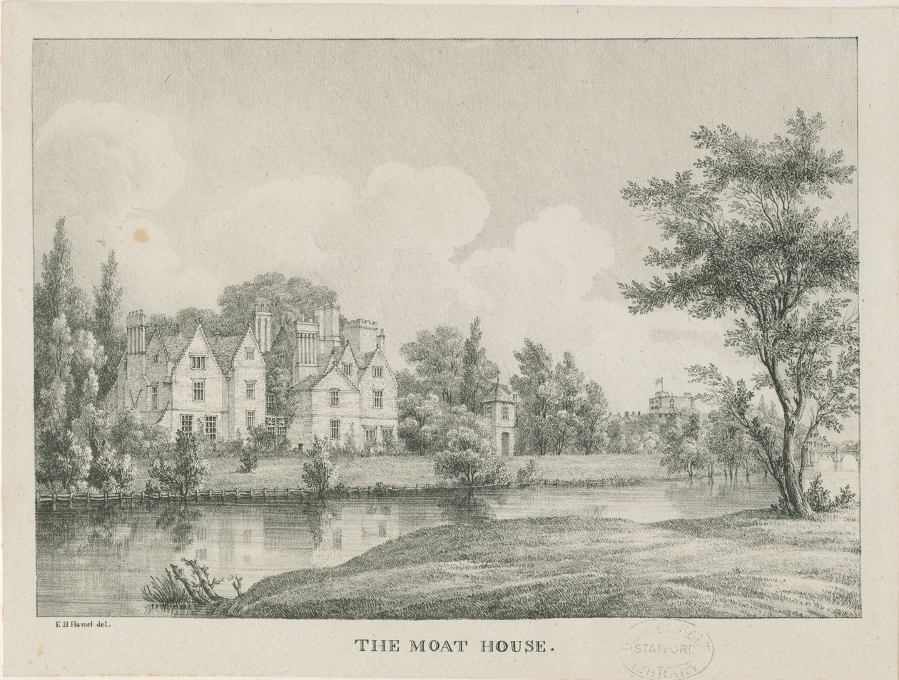 Tamworth - The Moat House: zincograph, nd [1796-1865] tekijältä Etienne Bruno Hamel