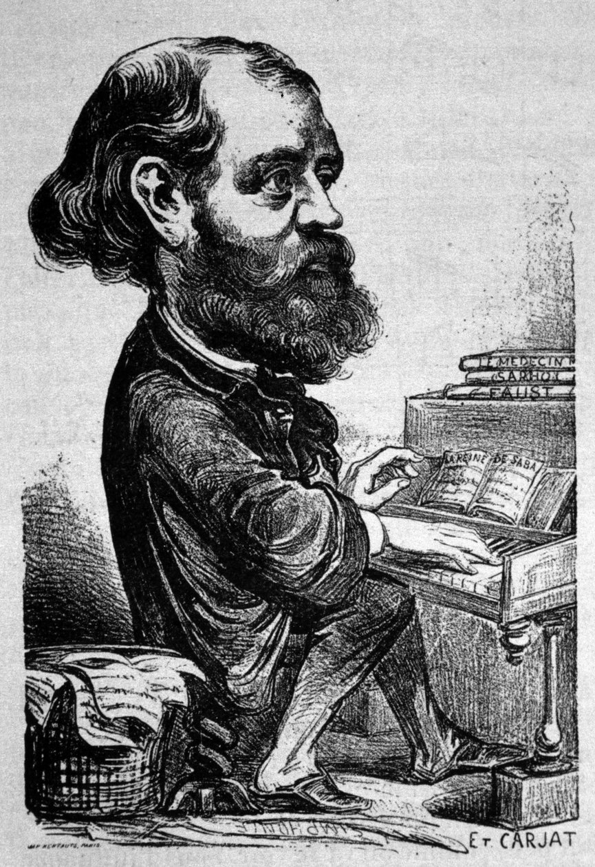 Charles Gounod (1818 - 1893), ranskalainen säveltäjä, Etienne Carjatin karikatyyri. tekijältä Etienne Carjat
