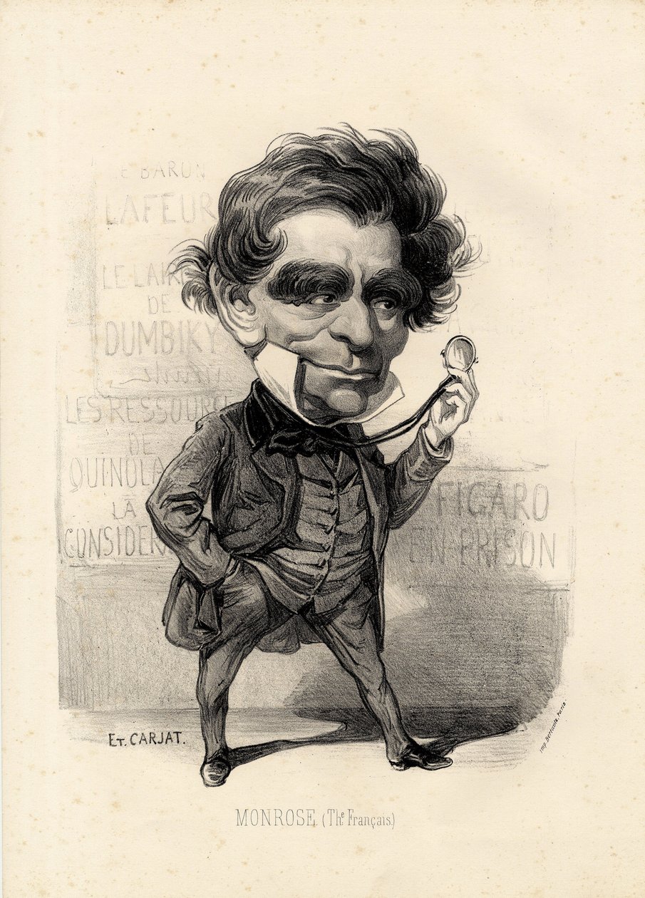 lentävä lehti - Kuvitus: Etienne Carjat (1826-1906): Teatteri - Monrose Antoine-Martial Louis Barizain, Louis Monrose (1811-1883) tekijältä Etienne Carjat
