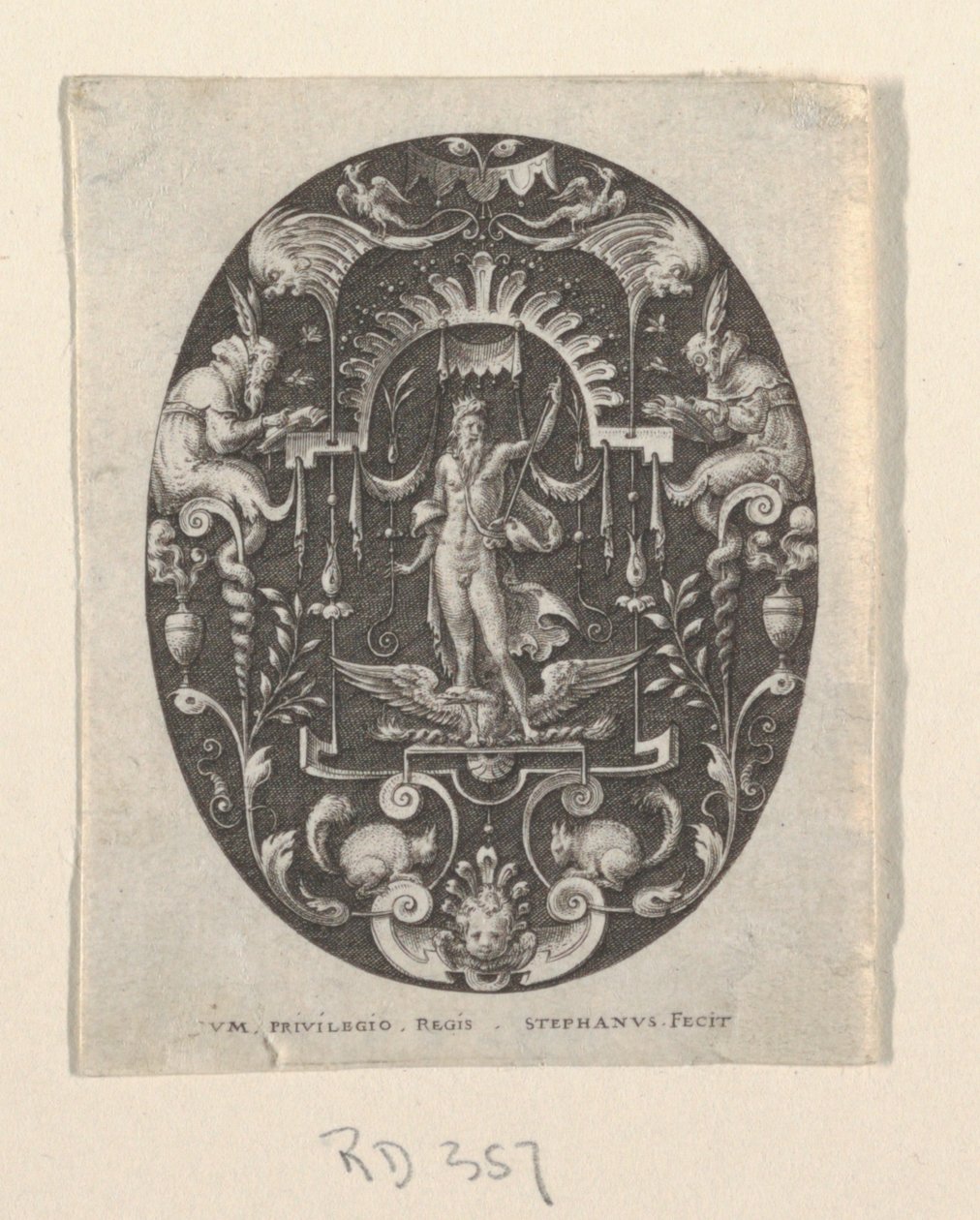 Jupiter, kirjasta Grotesques on Black Ground, Divinities and allegories tekijältä Etienne Delaune