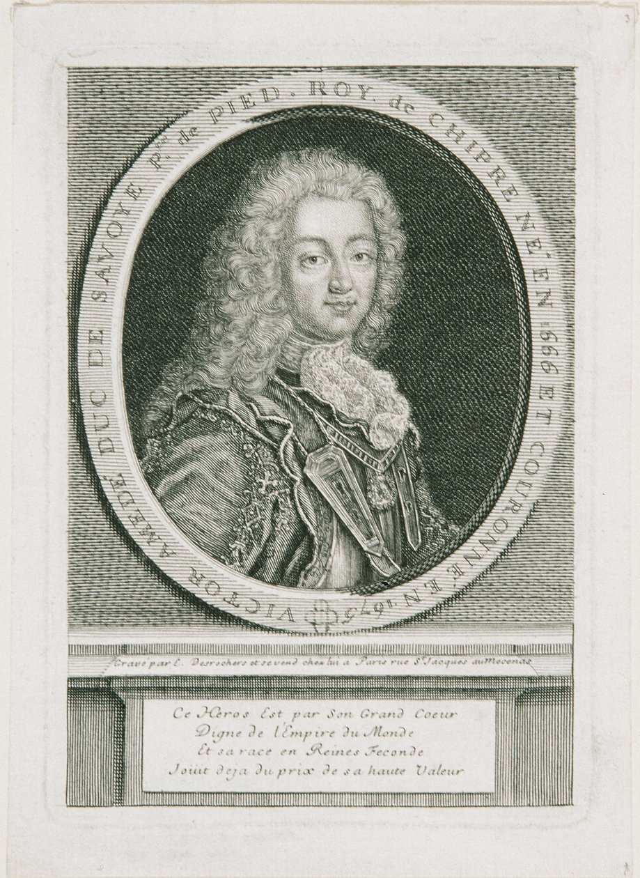 Victor Amadeus II Savoijin herttua, Sisilian kuningas ja Piemonten ja Sardinian ensimmäinen kuningas. tekijältä Etienne Desrochers