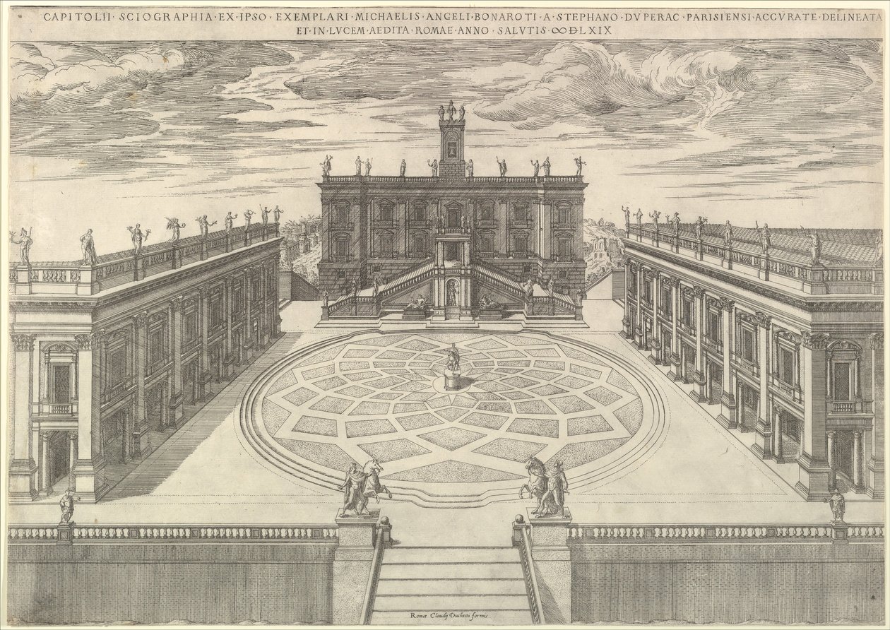 Näkymä Rooman kapitolille, 1569 tekijältä Etienne Duperac