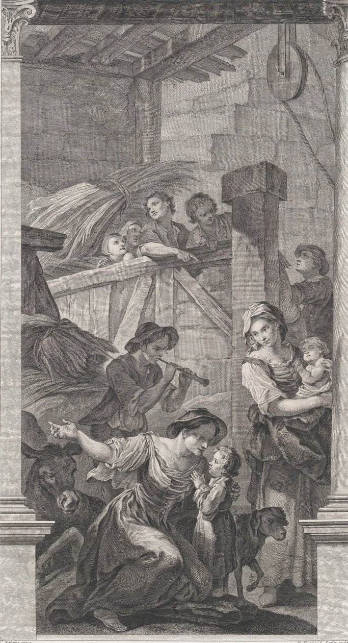 Foundlings kappeli Pariisissa: Paimenten palvonta, 1752. tekijältä Etienne Fessard