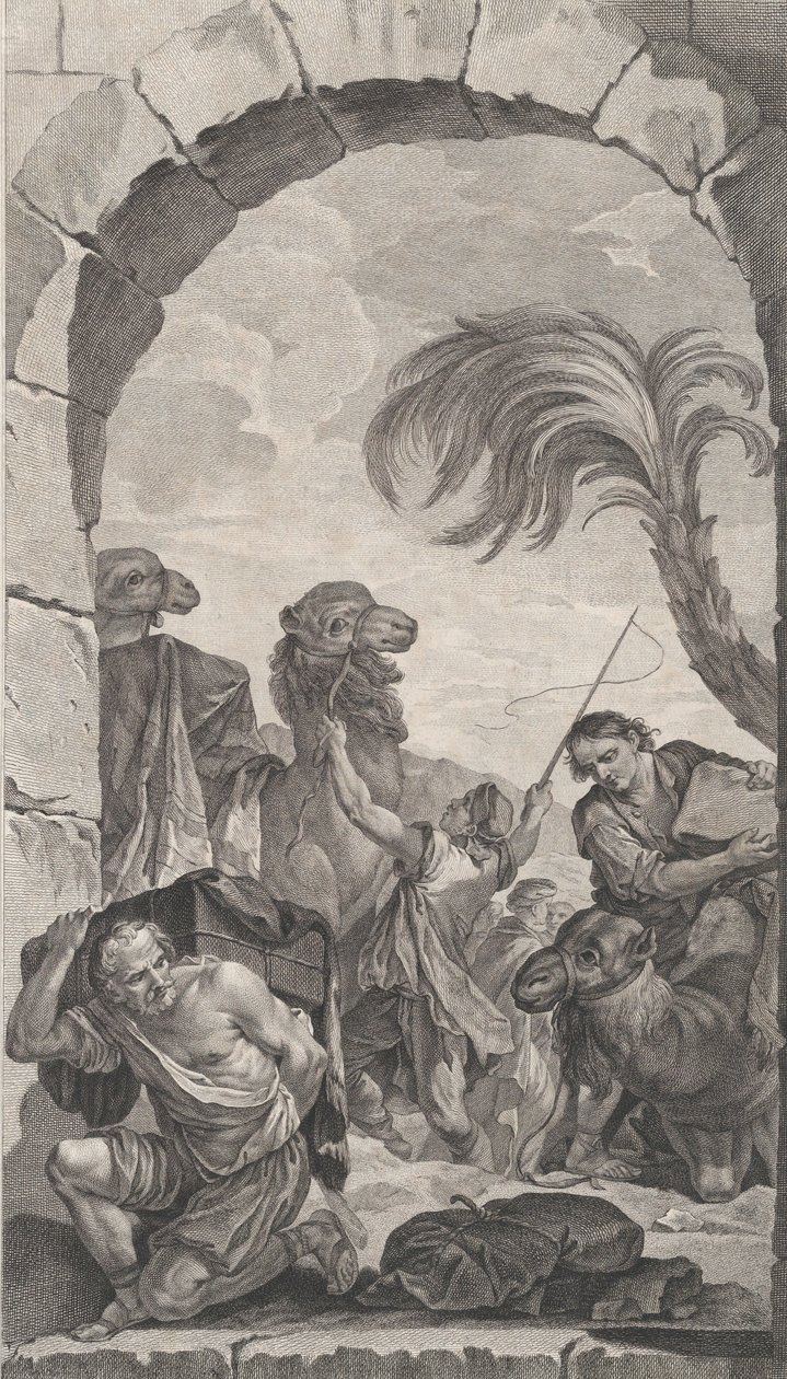 Foundlings kappeli Pariisissa: Taikaiden sarja: kamelin kuljettajat ja kantajat..., 1756. tekijältä Etienne Fessard