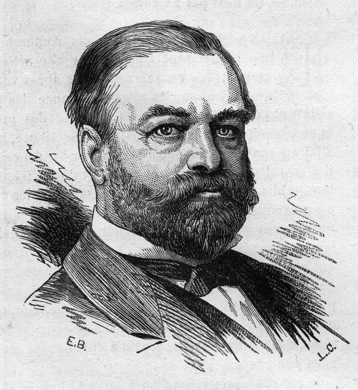 Ranskalaisen poliitikon Adolphe Cocheryn (1819-1900) muotokuva. Bocourin kaiverrus "" Le Monde Illustré" -julkaisussa nro 1287, 26. marraskuuta tekijältä Etienne Gabriel Bocourt