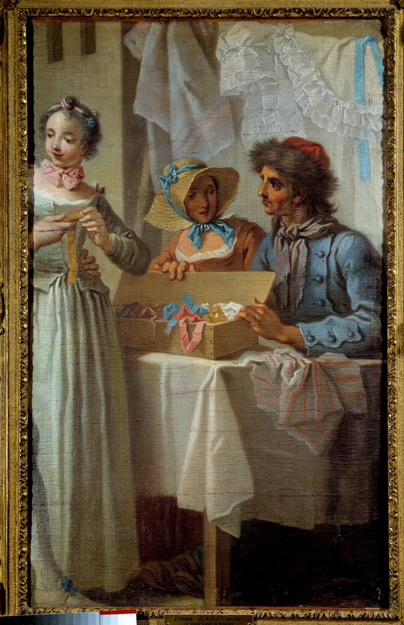 Nauhakauppias Etienne Jeauratin maalaus (1699-1789) 1700-luku. Himmeä. 0,81 x 0,51 m Pariisi, Musee Carnavalet tekijältä Étienne Jeaurat