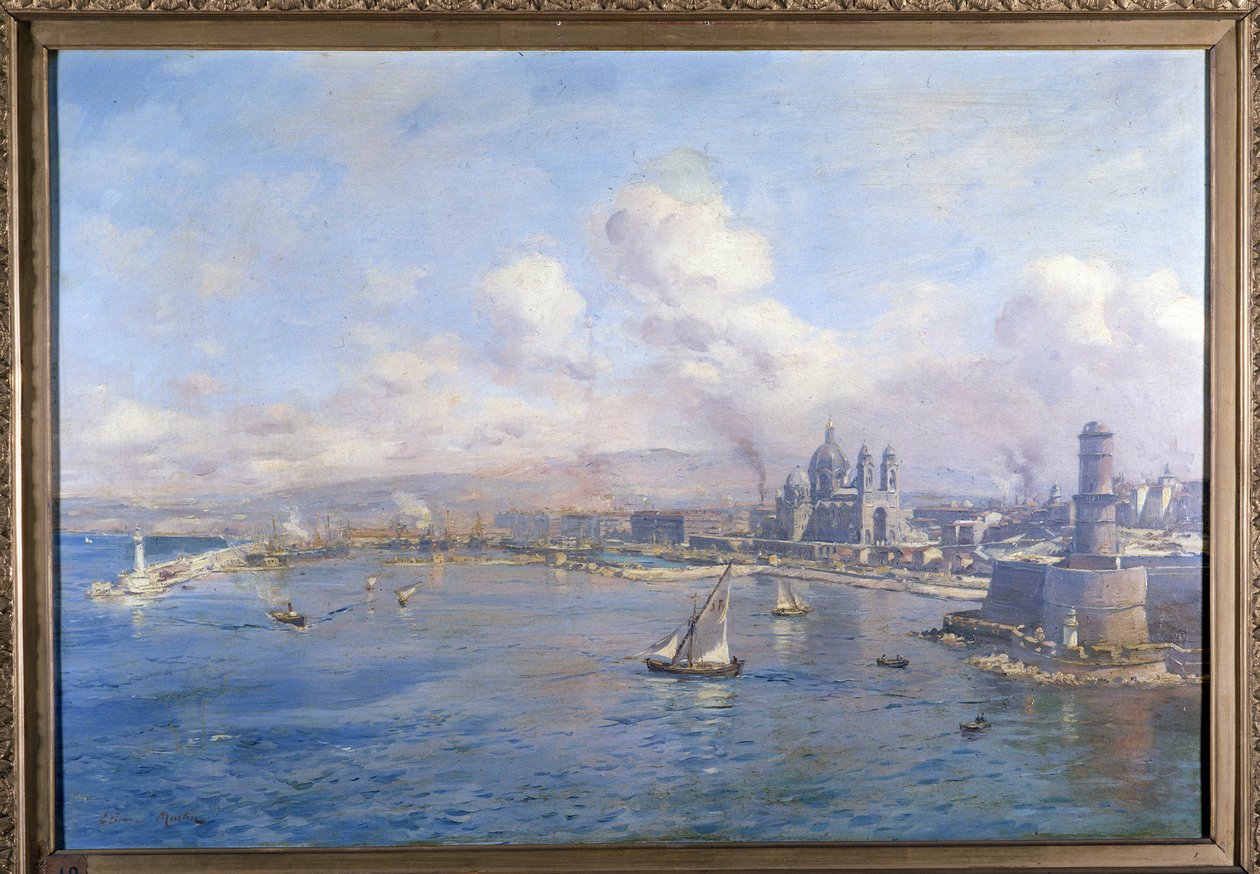 Joliette-allas ja uudet satamat Marseillessa Etienne Martinin maalaus (1856-1945). Marseillen akatemia tekijältä Etienne Philippe Martin
