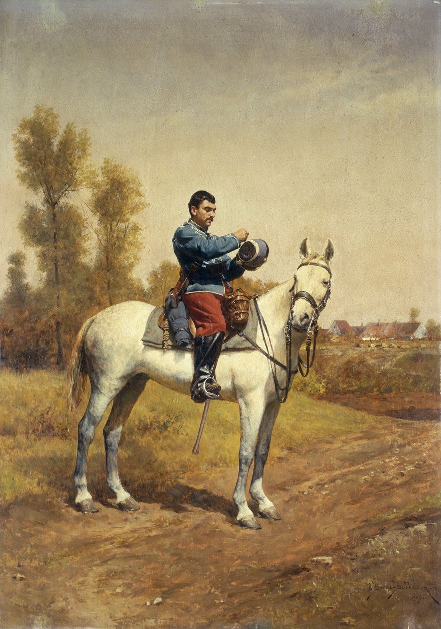 Ratsuväkimies valkoisella laturilla, 1907 tekijältä Etienne Prosper Berne Bellecour