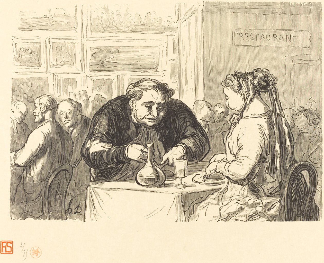 Kuvataidenäyttelyn buffetissa tekijältä Etienne after Honoré Daumier