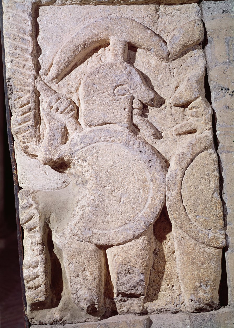 Muinainen stele soturin reliefillä tekijältä Etruscan