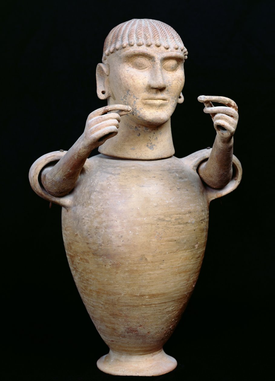Kanoppipurkki, jossa on liikkuvat varret (savi) (ks. myös 53215) tekijältä Etruscan