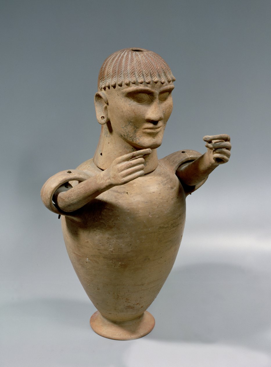 Canopic-purkki liikkuvilla käsivarsilla (savi) tekijältä Etruscan