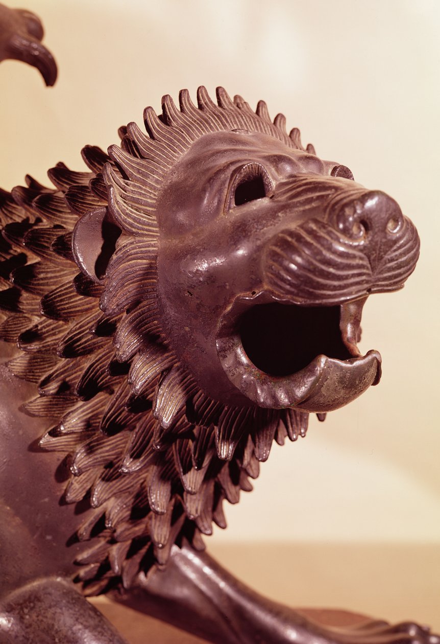 Kimeeri, pään yksityiskohta pronssia tekijältä Etruscan
