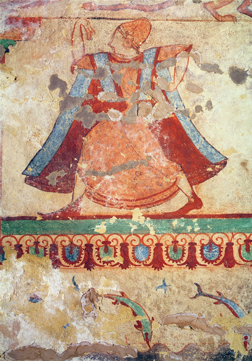 Tanssija, leijonien haudasta, noin 520 eKr. (seinämaalaus) tekijältä Etruscan