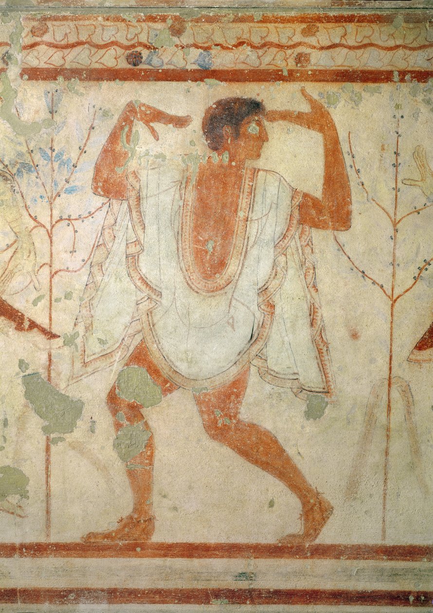 Tanssija Tricliniumin haudasta, n. 470 eKr. (seinämaalaus) tekijältä Etruscan