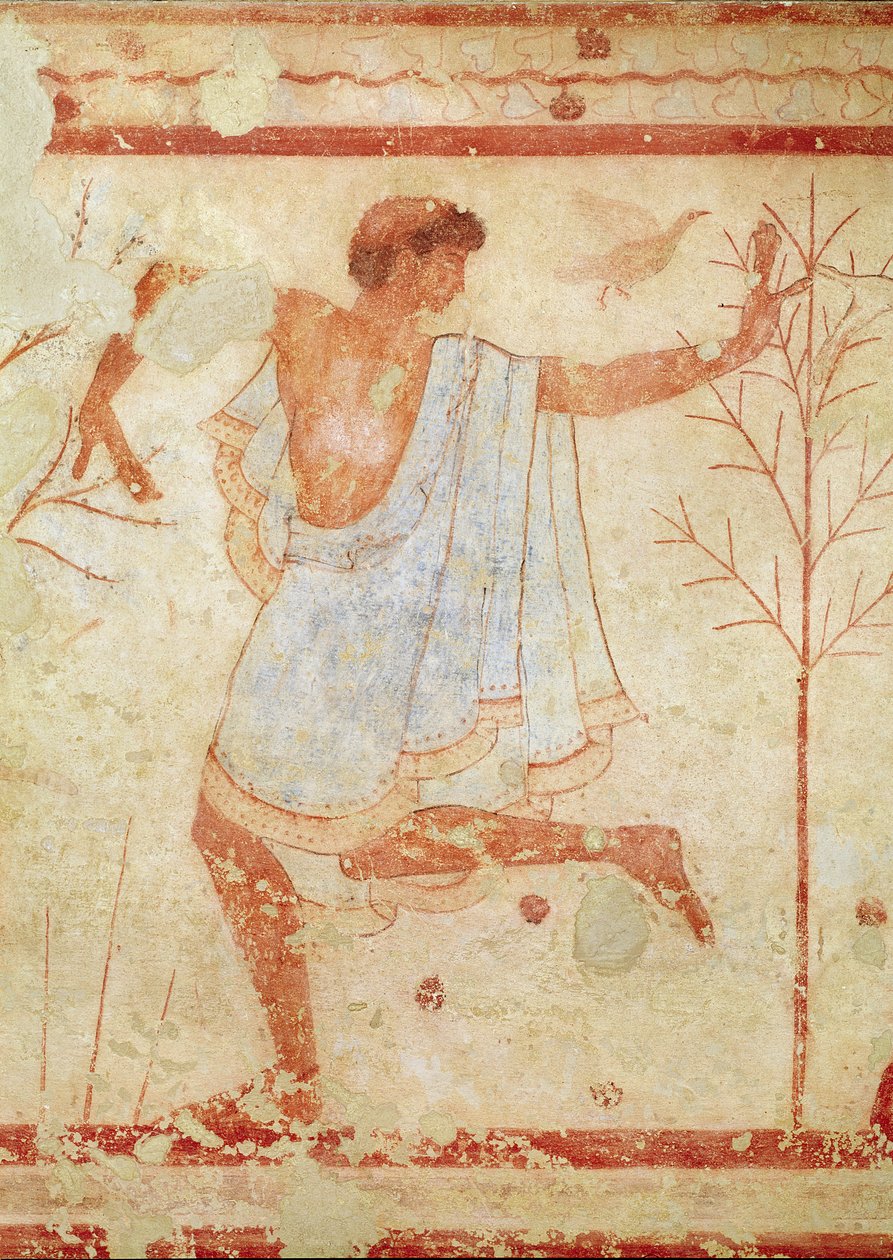 Tanssija sinisessä tunikassa Tricliniumin haudasta, noin 470 eKr. (seinämaalaus) tekijältä Etruscan