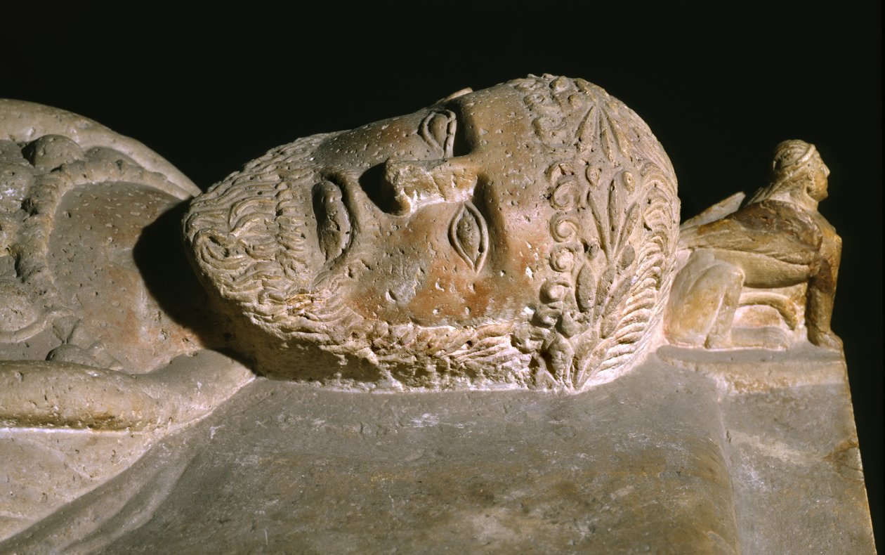 Yksityiskohta sarkofagista tekijältä Etruscan