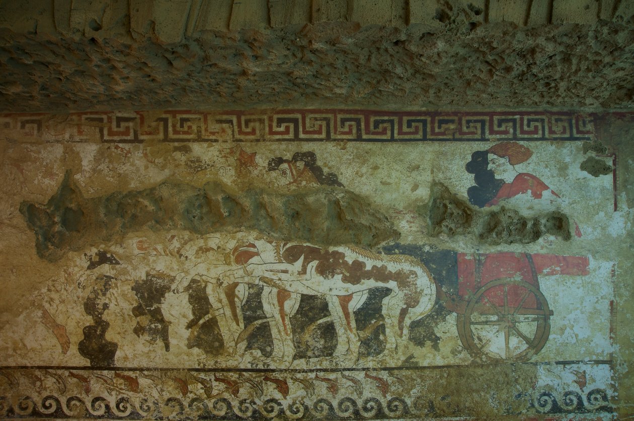 Seinämaalaus Infernal Quadrigan haudasta (seinämaalaus) tekijältä Etruscan