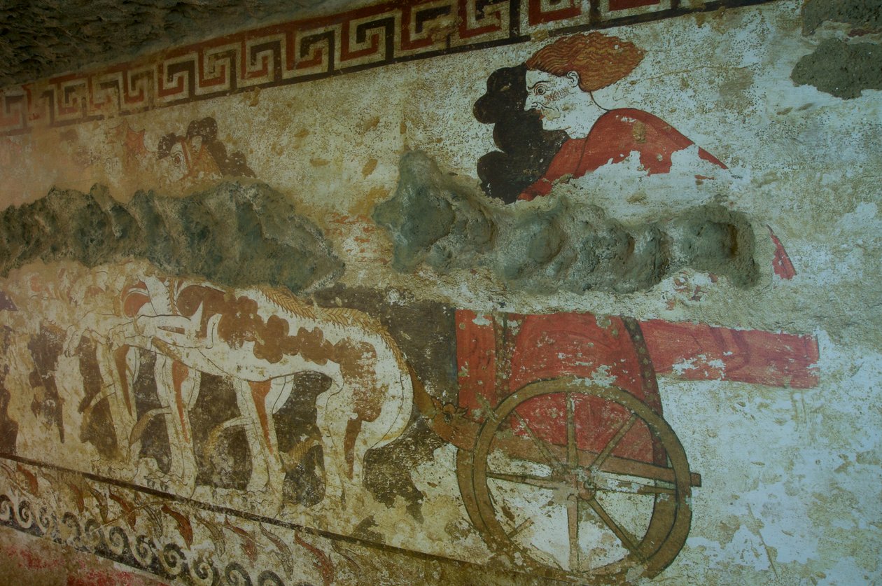 Seinämaalaus Infernal Quadrigan haudasta Seinämaalauksen yksityiskohta 378994 tekijältä Etruscan