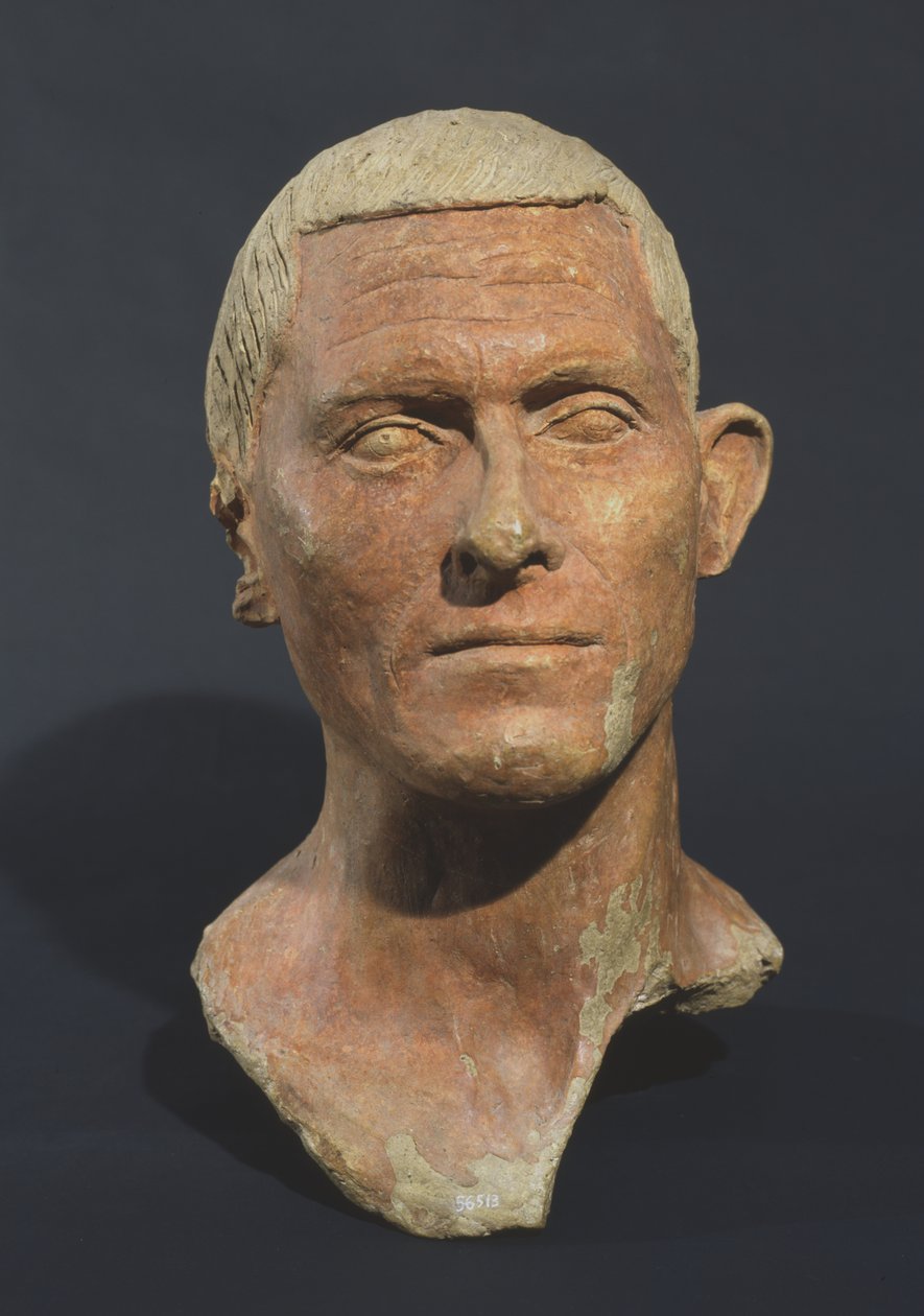 Miehen muotokuva, Manganello, Caere, Italia (keramiikka, punainen pigmentti). tekijältä Etruscan