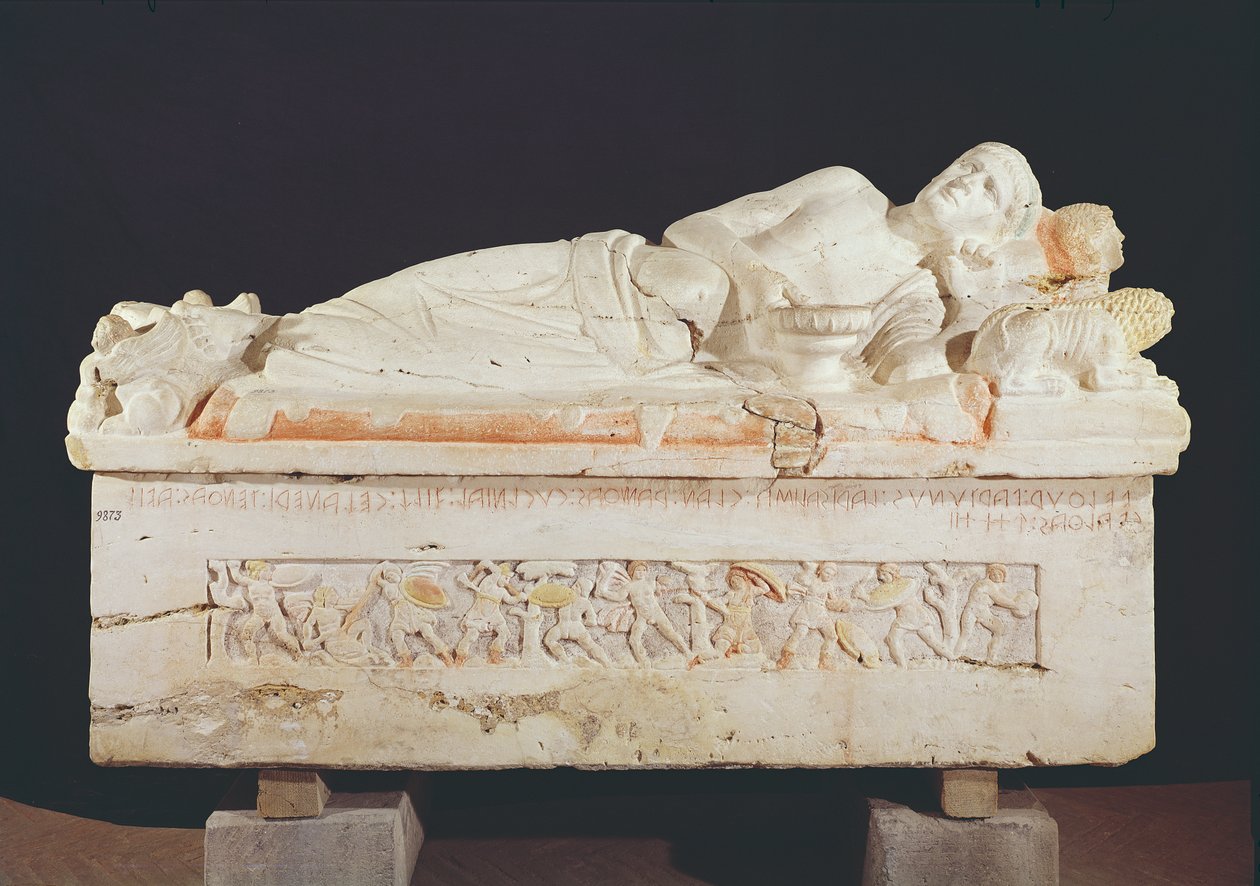Velthur Partunuksen sarkofagi, 8.-1. vuosisata eaa. (terrakotta) tekijältä Etruscan