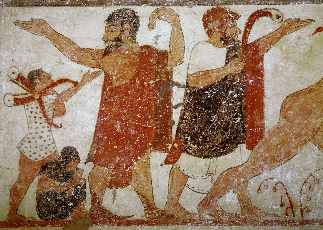 Kaksi miestä Augurien haudalta, noin 530-520 eKr. (seinämaalaus) tekijältä Etruscan