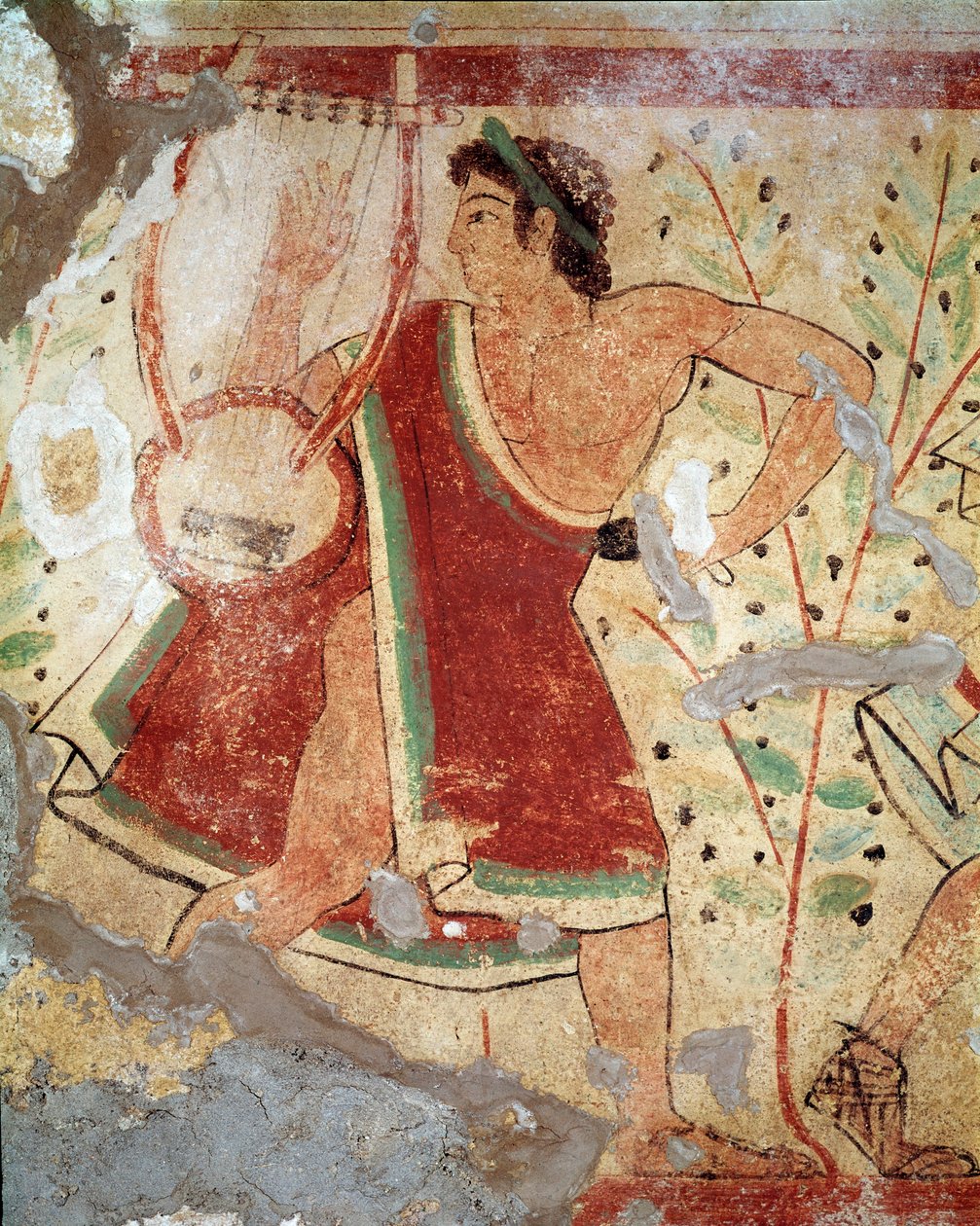 Lyyransoittaja (Fresko, 520 eKr.) tekijältä Etruscan