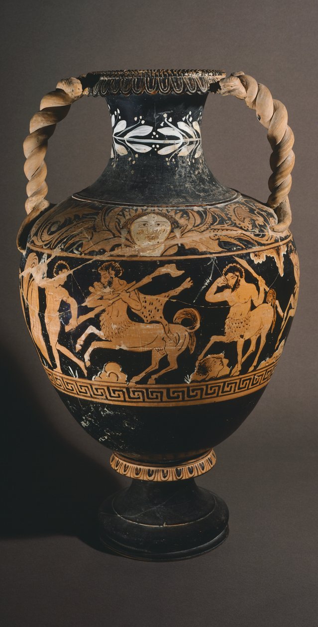 Centauromachyn maalarin amfora. Punahahmoista keramiikkaa Poranosta (Umbria). Etruskien sivilisaatio. 4. vuosisadalla eaa. tekijältä Etruscan