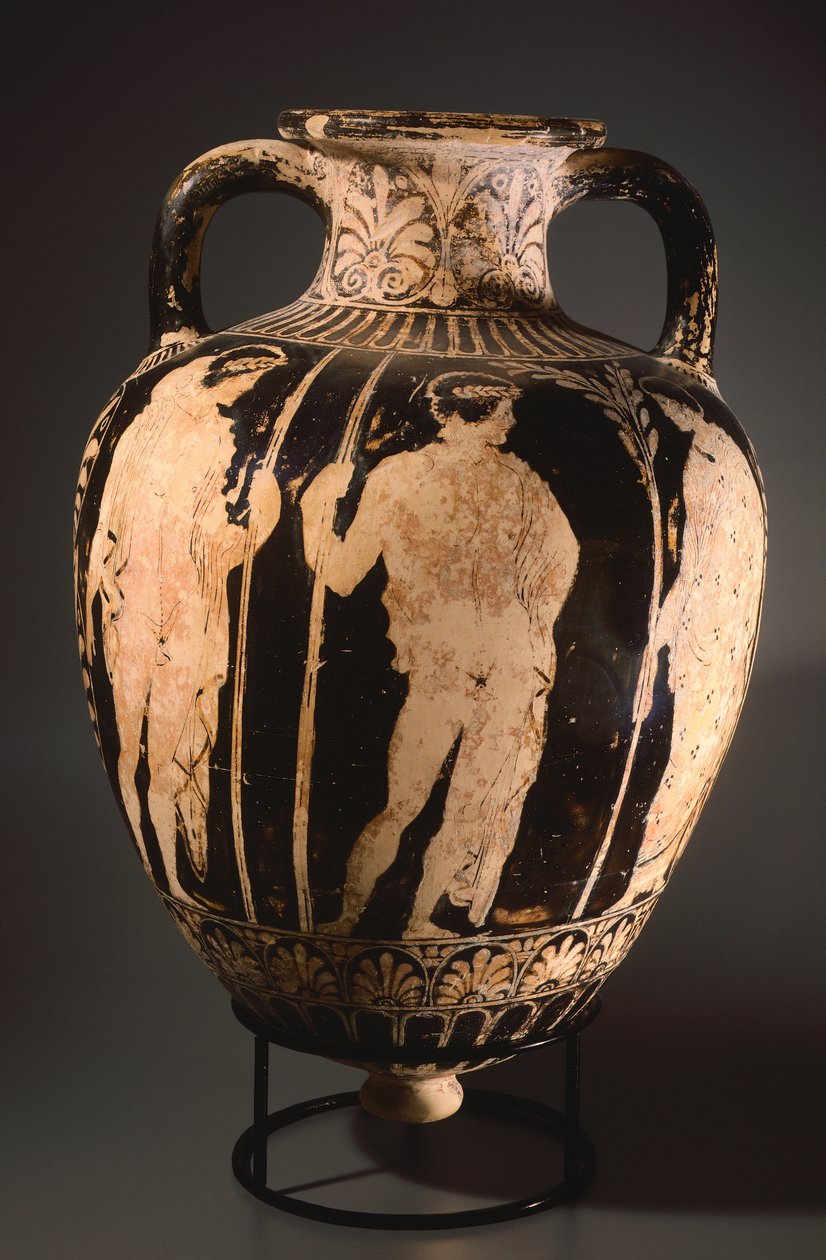Amphora, jossa on Perugian taidemaalari. Punahahmoista keramiikkaa Perugiasta (Umbria). Etruskien sivilisaatio, 4. vuosisadalla eKr. tekijältä Etruscan
