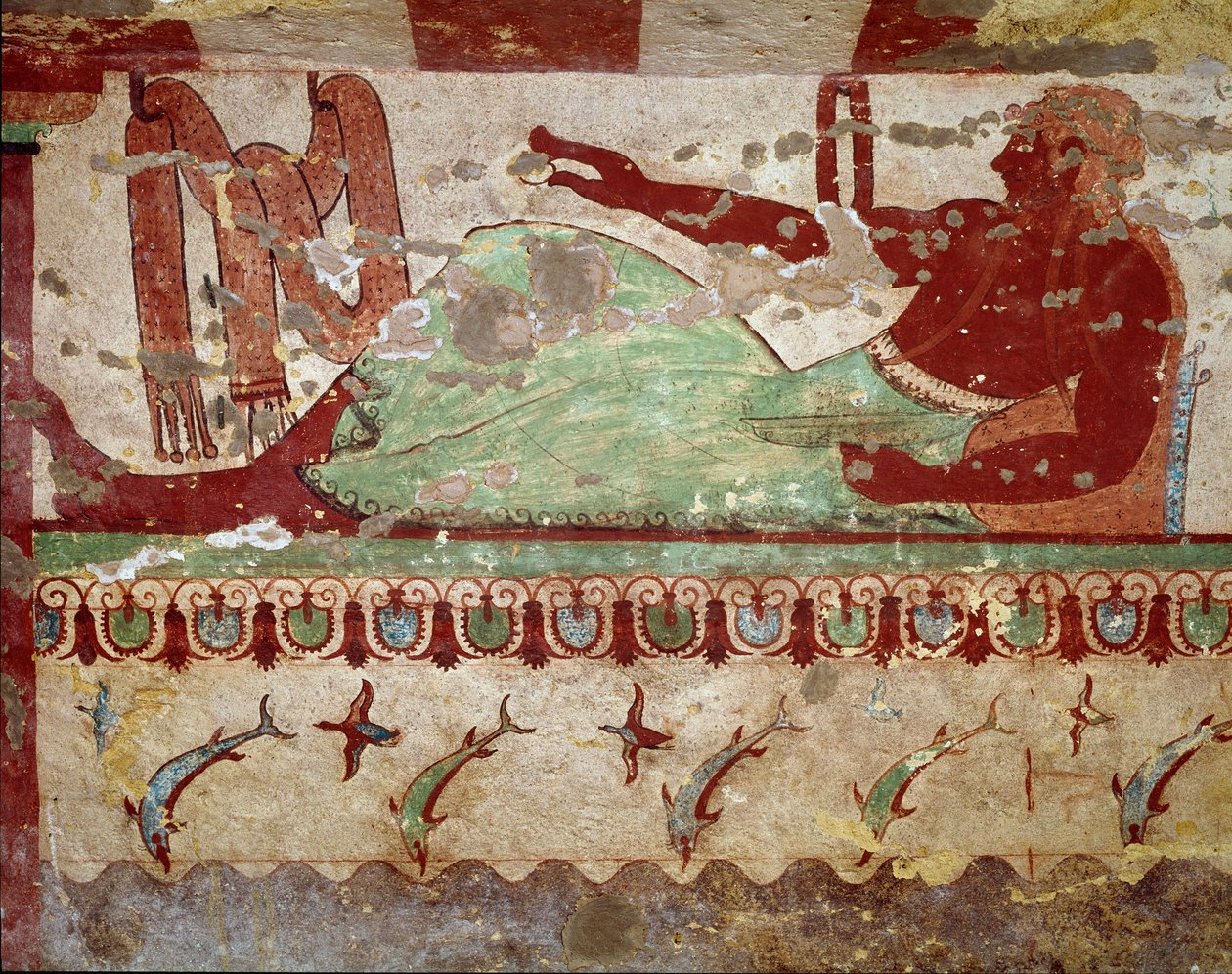 Juhlakohtaus. (Freskon yksityiskohta, 520 eKr.) tekijältä Etruscan