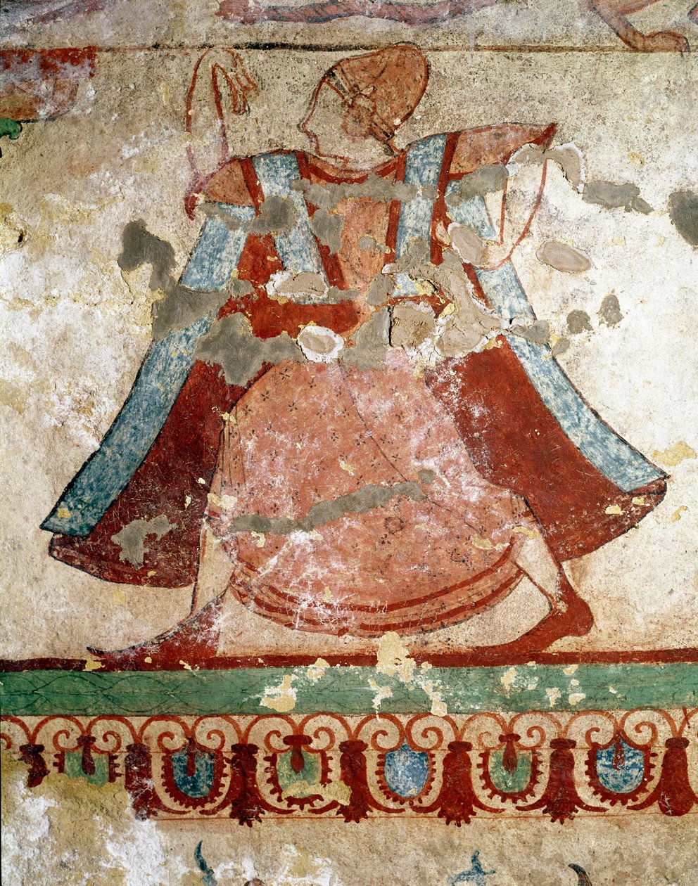 Tanssija pitkällä tunikalla (Freskon yksityiskohta, 520 eKr.) tekijältä Etruscan
